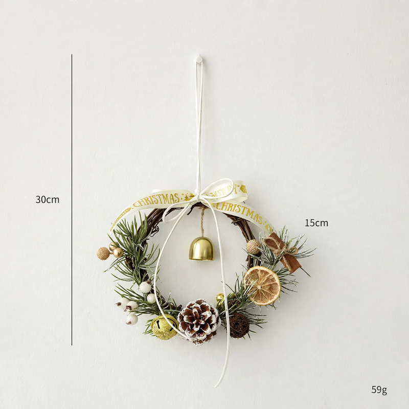 Mini Christmas Wreath with Pinecones and Bells