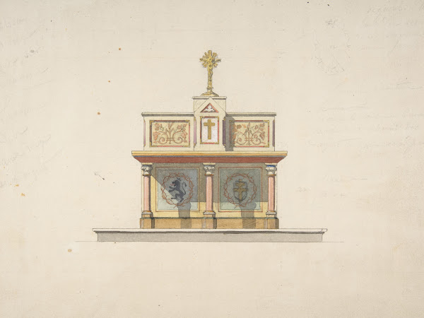 Design for an altar table surmounted by a crucifixion 19th Century