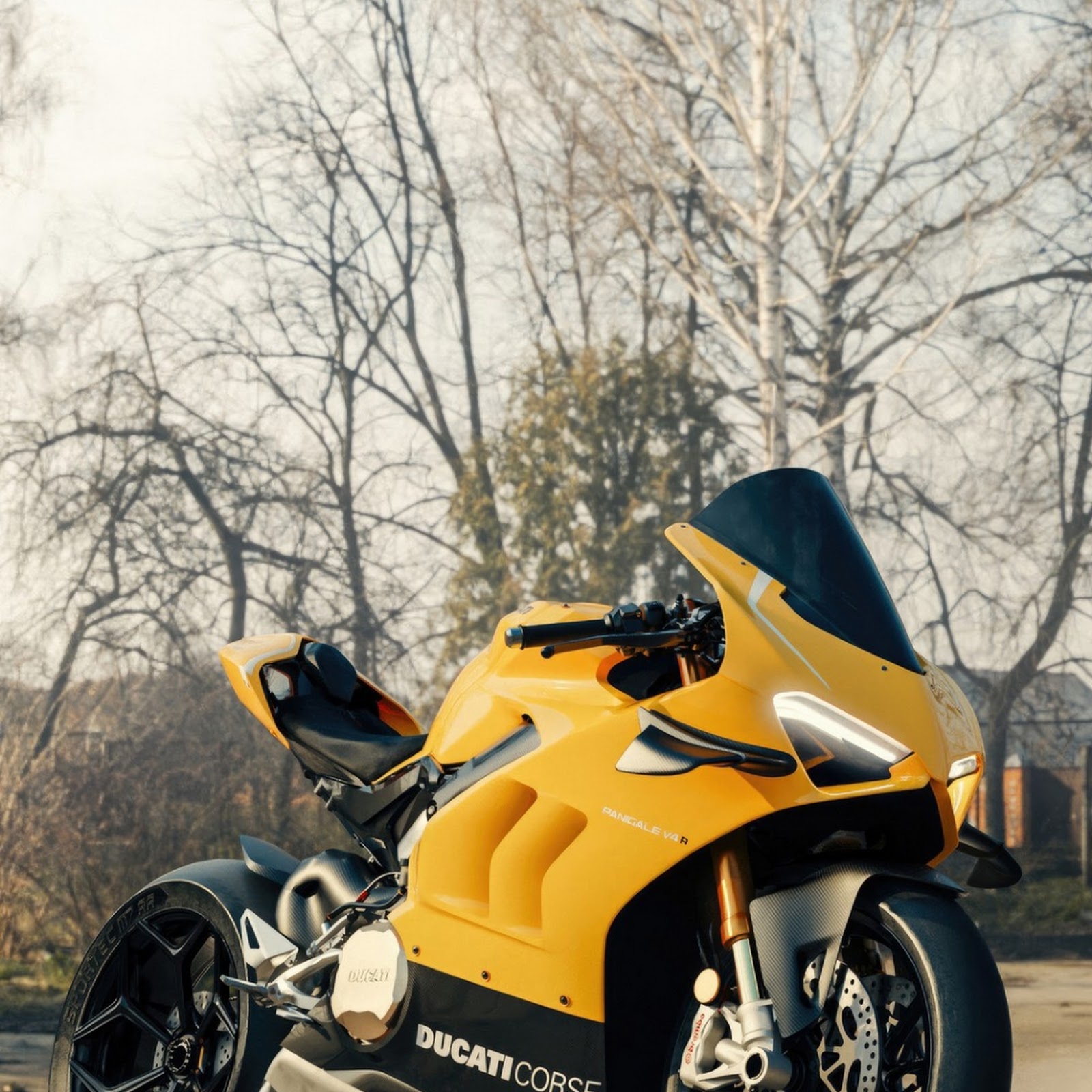 Download Yellow Ducati Panigale Motorcycle iPhone