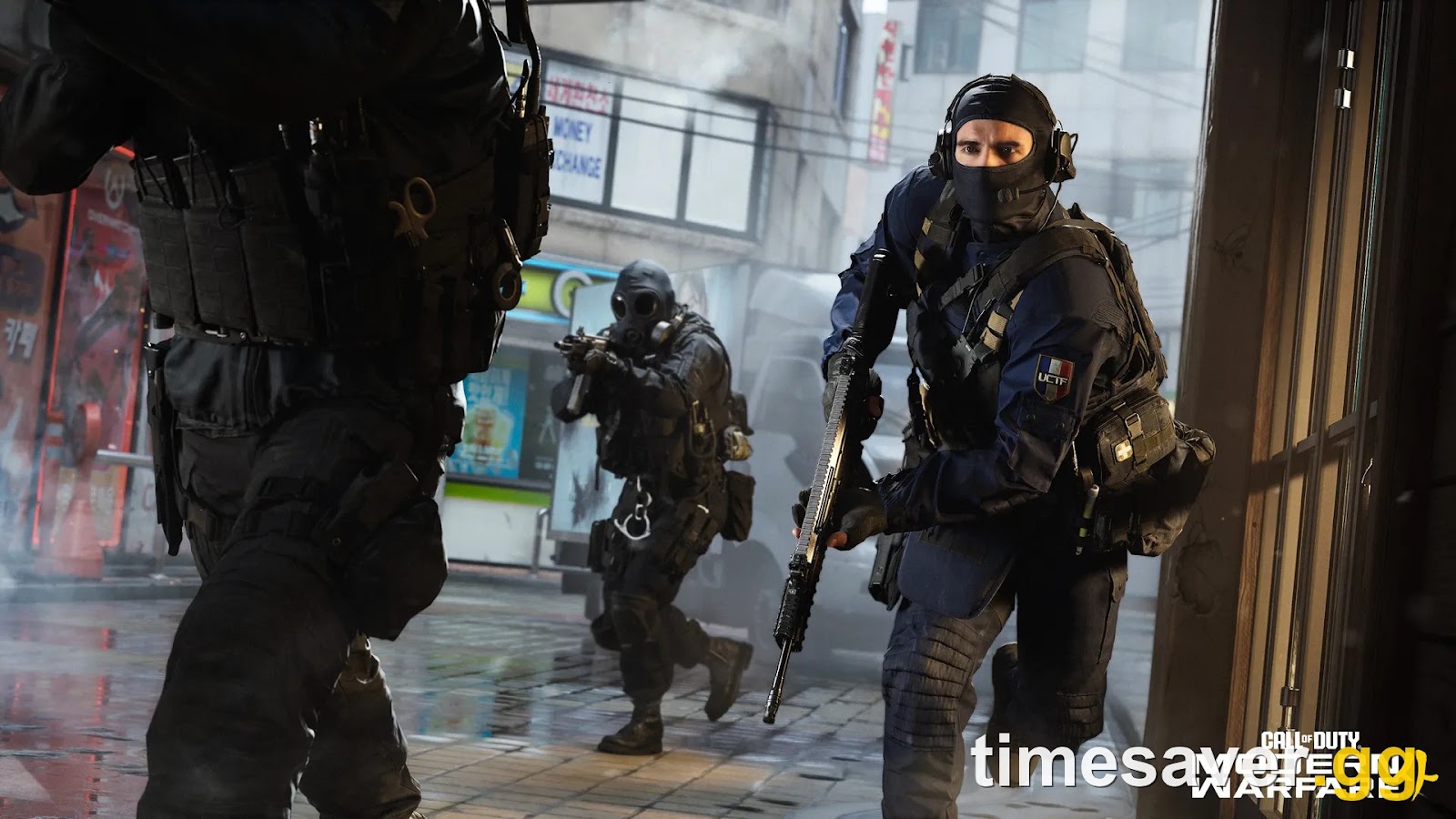 Modern Warfare 4 beta Operators pushing through a street — operator skins like the Level 20 Dread Tiger reward, not weapon camos, are what the MW4 beta actually gives you