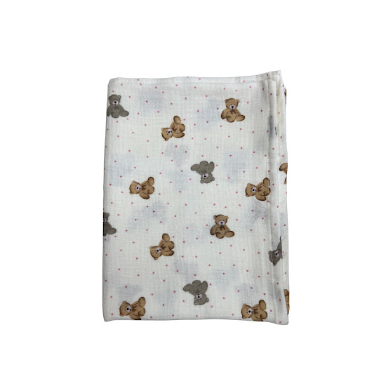 Diaper Twins Muslin 130x100 2-layer Bears grey/beige