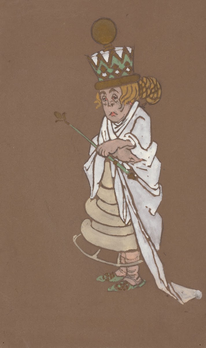 White Queen costume design for Alice in Wonderland 1915