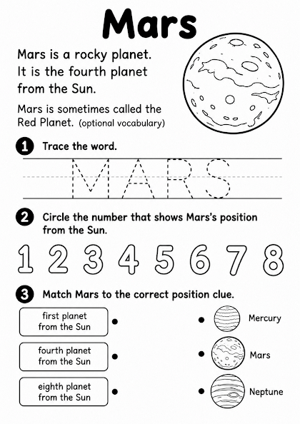Mars Worksheet