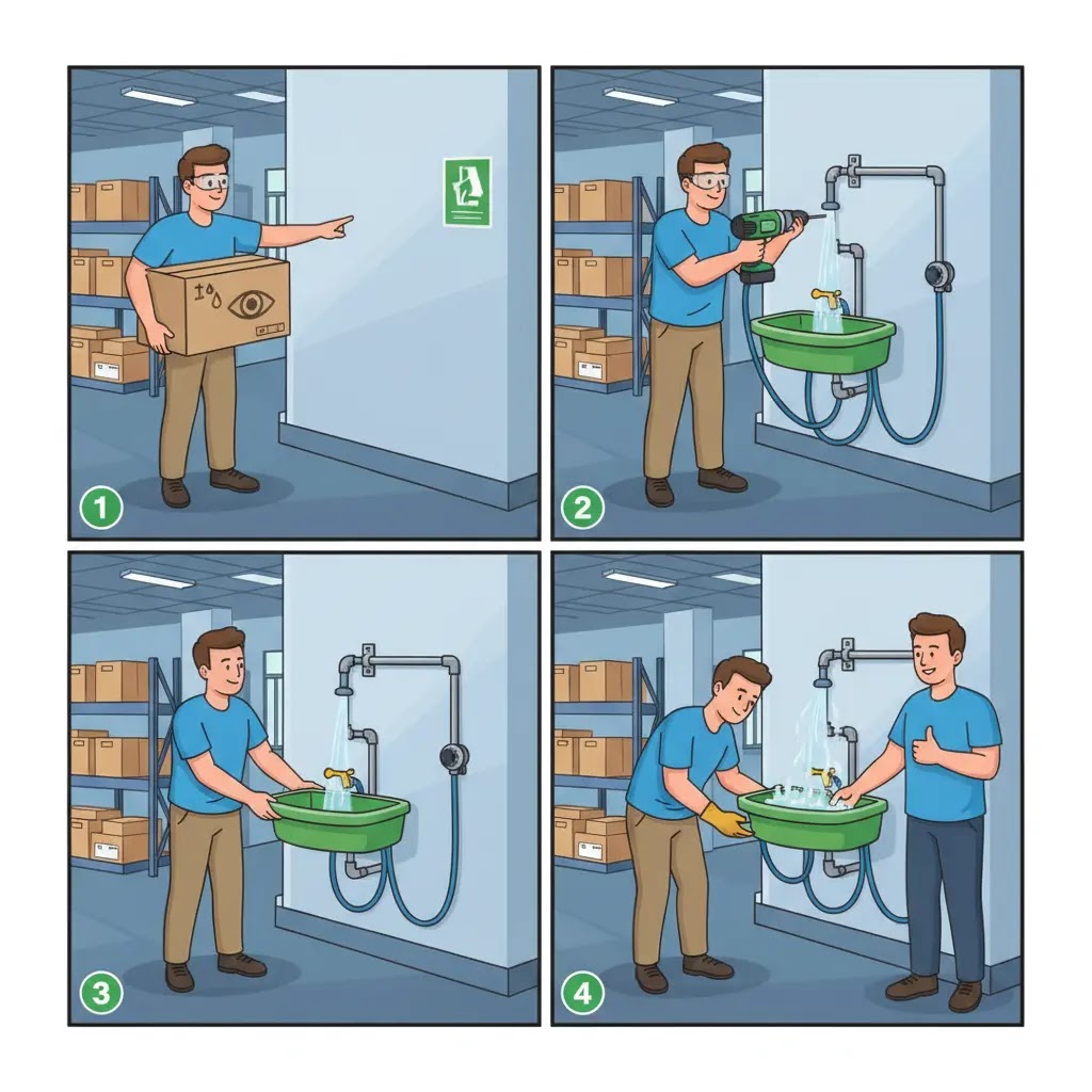 Cara memasang eye wash station sendiri di tempat kerja