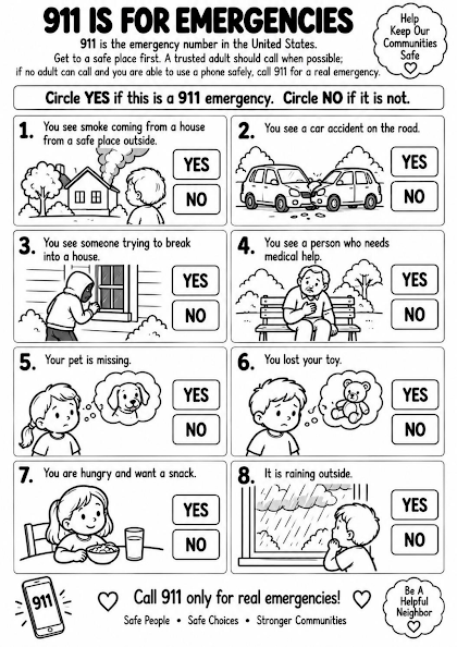Emergency 911 Fire Safety Worksheet