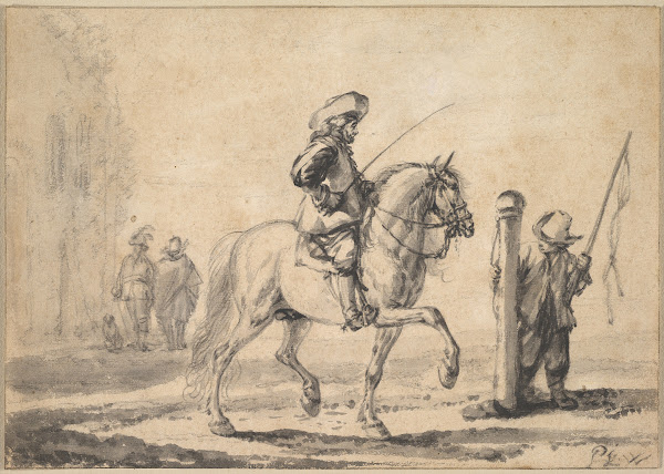 A Mounted Grey Horse Being Schooled in Piaffe after 1646