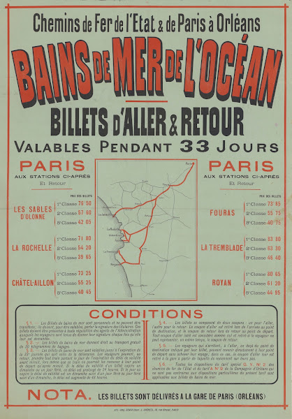 Chemins de Fer de LEtat  de Paris à Orléans Bains de mer de locéan 1884