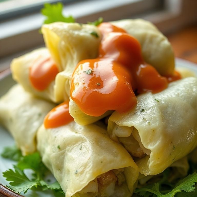 Vegan Cabbage Rolls with Ginger Sauce Recipe – Easy Homemade Dinner finished