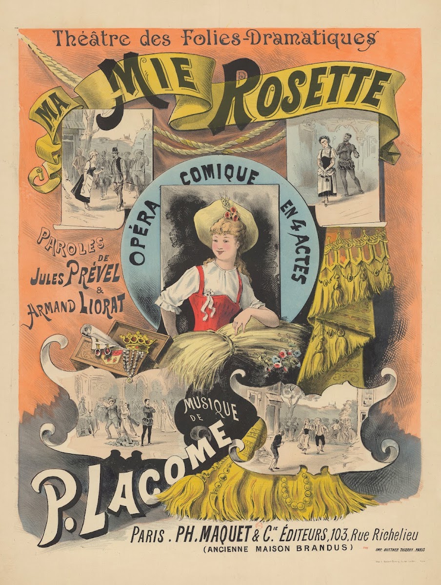 Théâtre des Folies Dramatiques Ma mie Rosette Opéra comique en 4 actes Paroles d