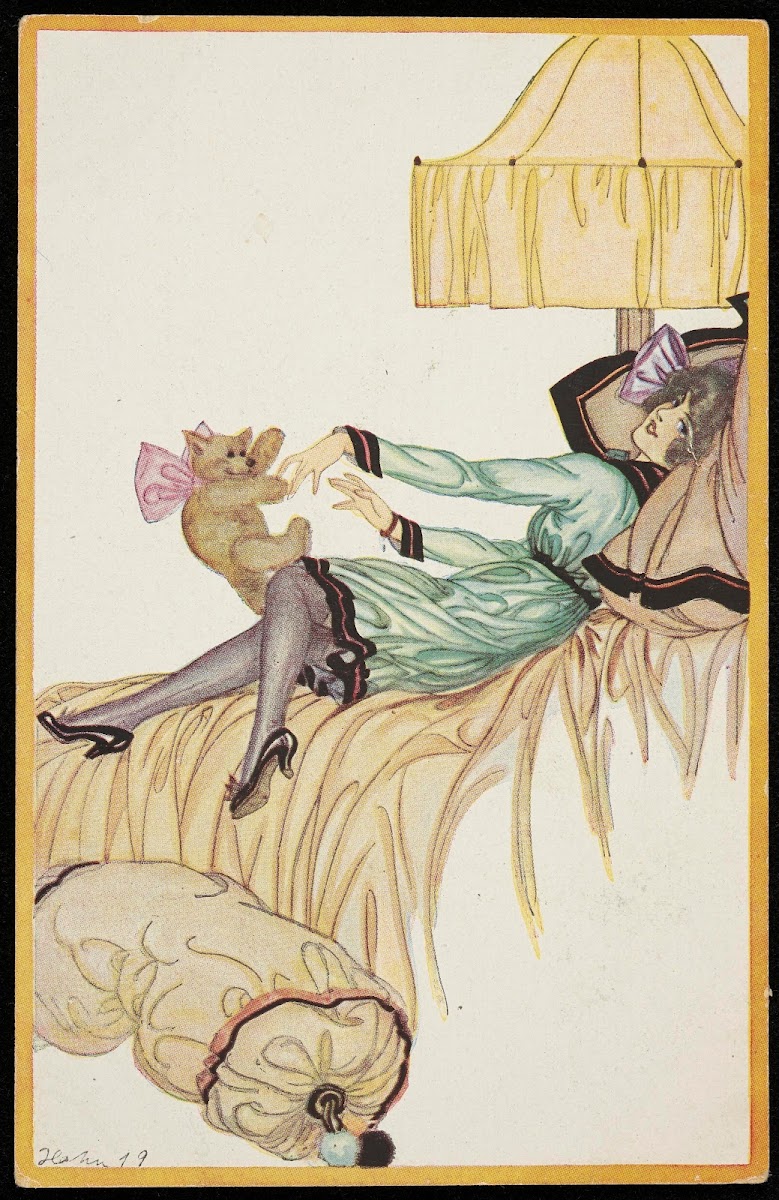Woman with a teddy bear 20th century