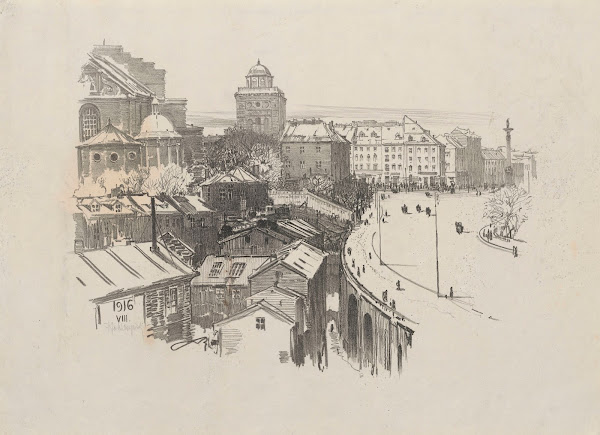 View of Krakowskie Przedmieście from the side of Zjazd 1916