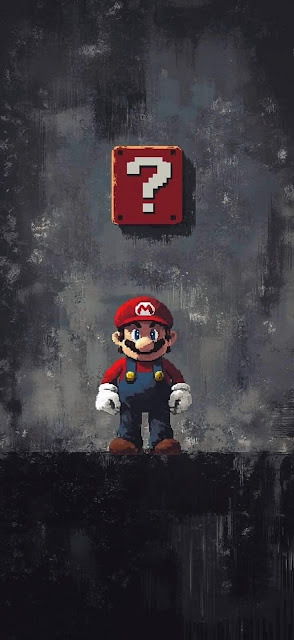 Pixel Mario Question Block Grunge Street Art Style - Free mobile Wallpaper