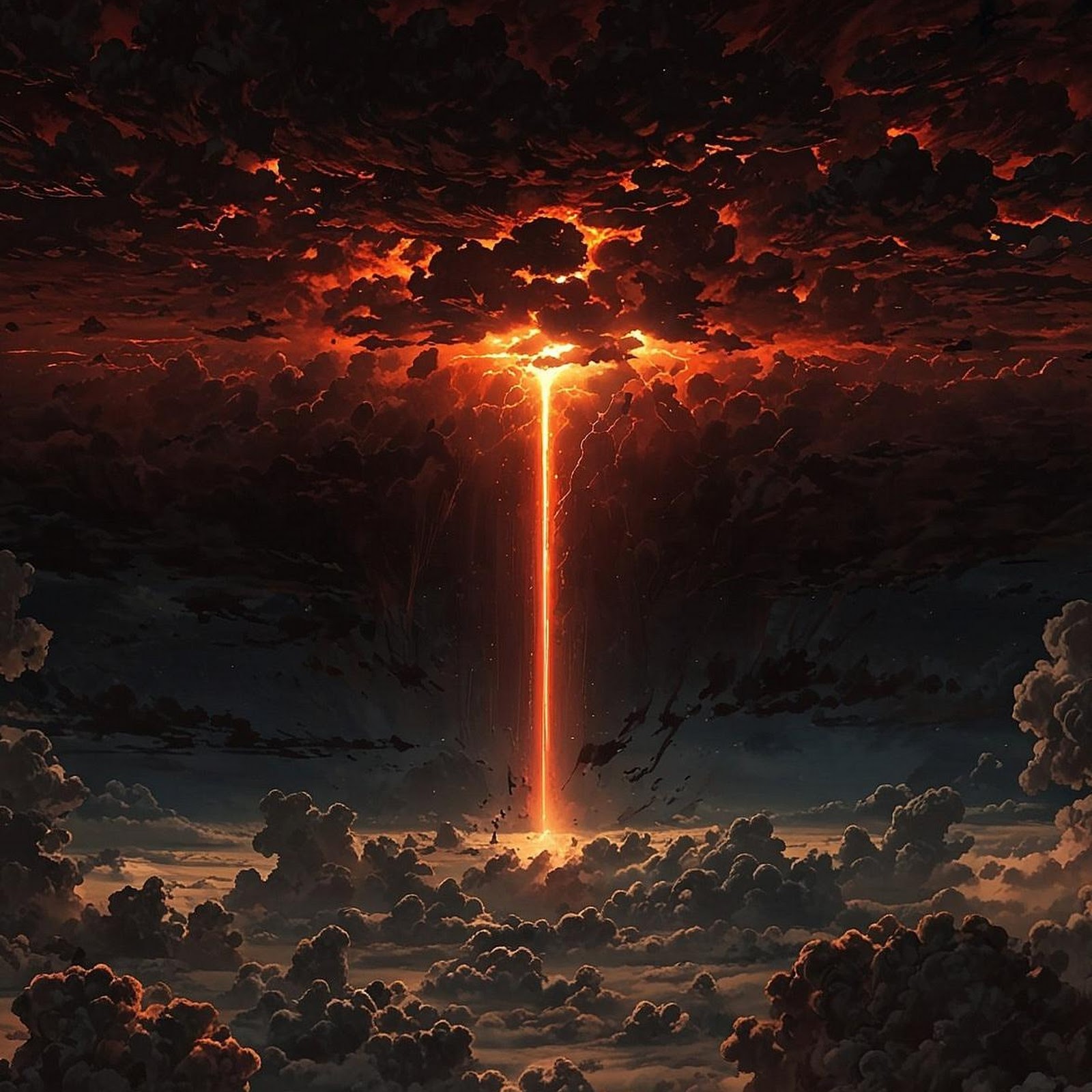 Download Dramatic Fiery Beam Through Clouds Full HD iPhone