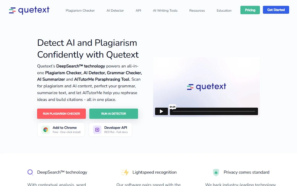 Captura de Quetext