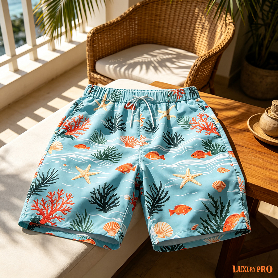 AOP Unisex Beach Shorts - 4-Way Stretch with Inner Drawstring