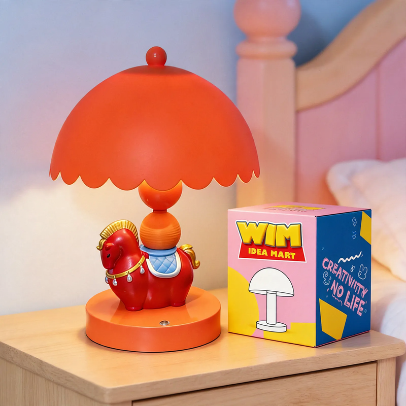 Horse figure table lamp with dimming function