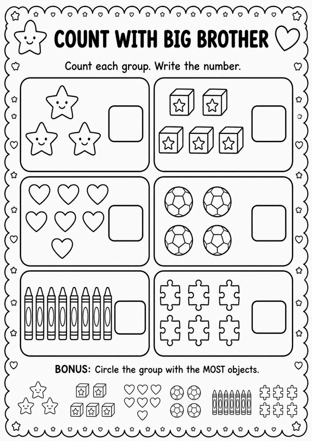 Count with Big Brother Worksheet