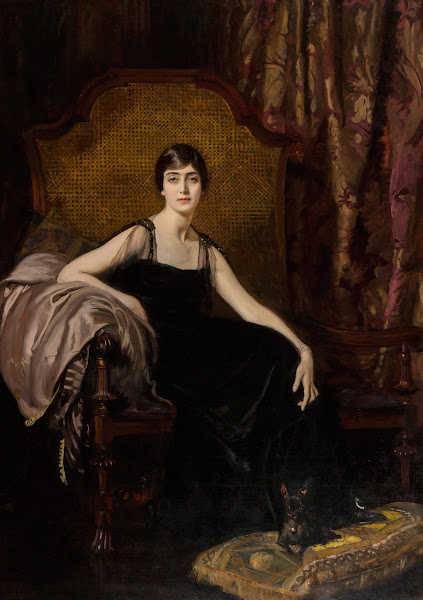 Portrait of an elegant lady and her dog 1915