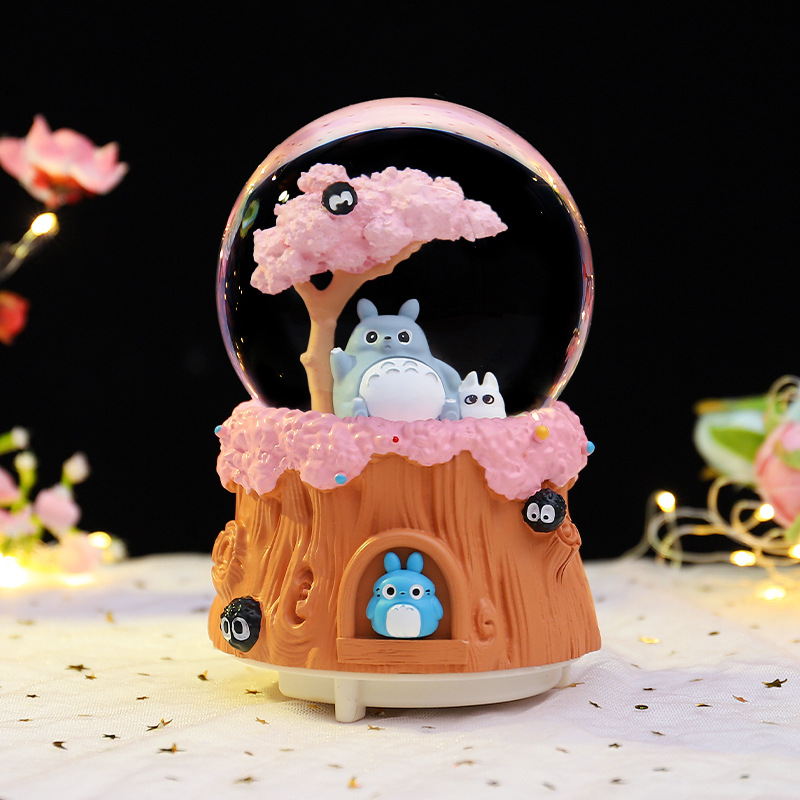 Decorative music box with carousel and snow effect