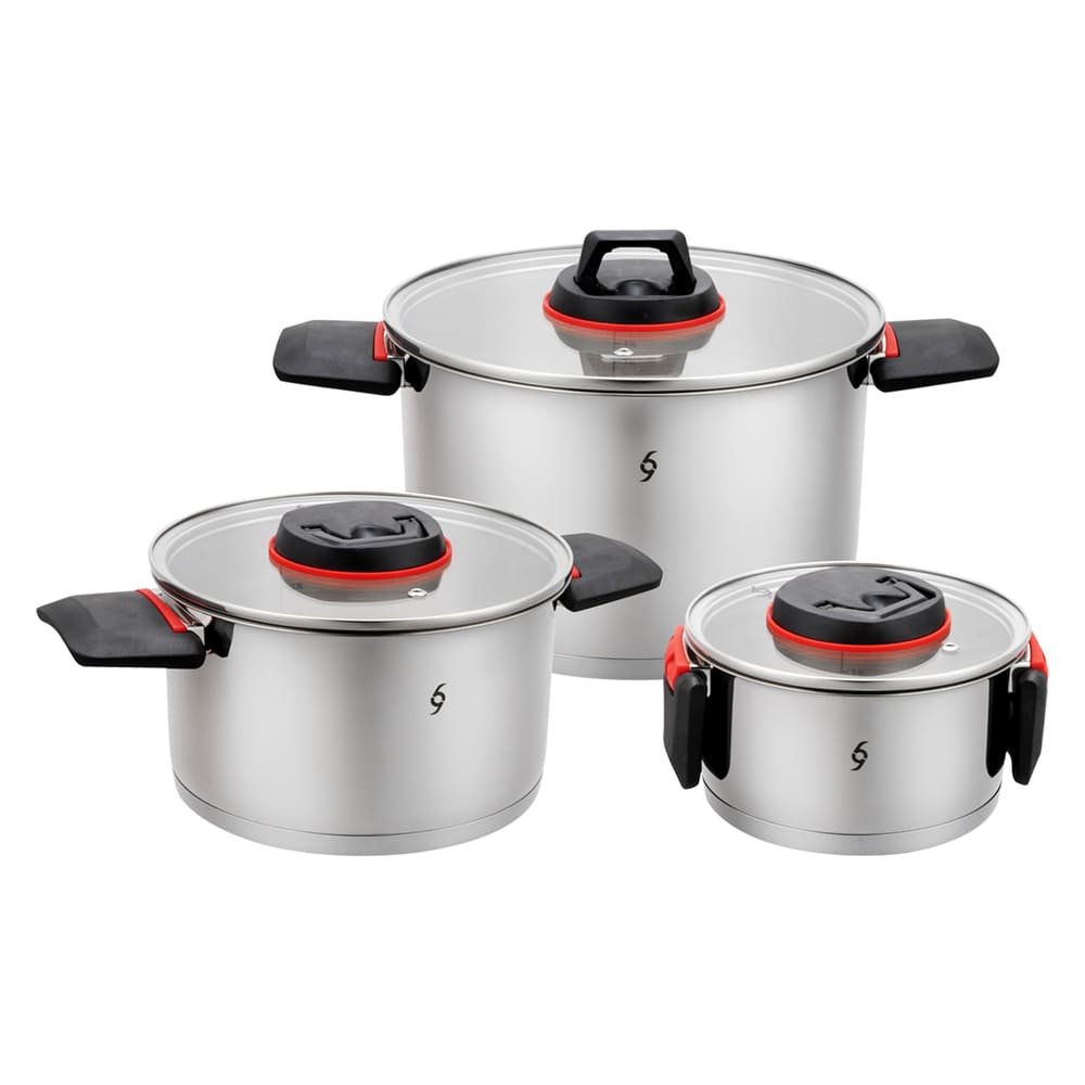 Set de ollas de acero inoxidable Bogner™ apilables, 3 piezas