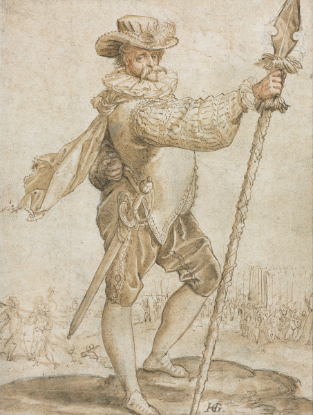 Standing Officer Holding a Boars Spear 1586
