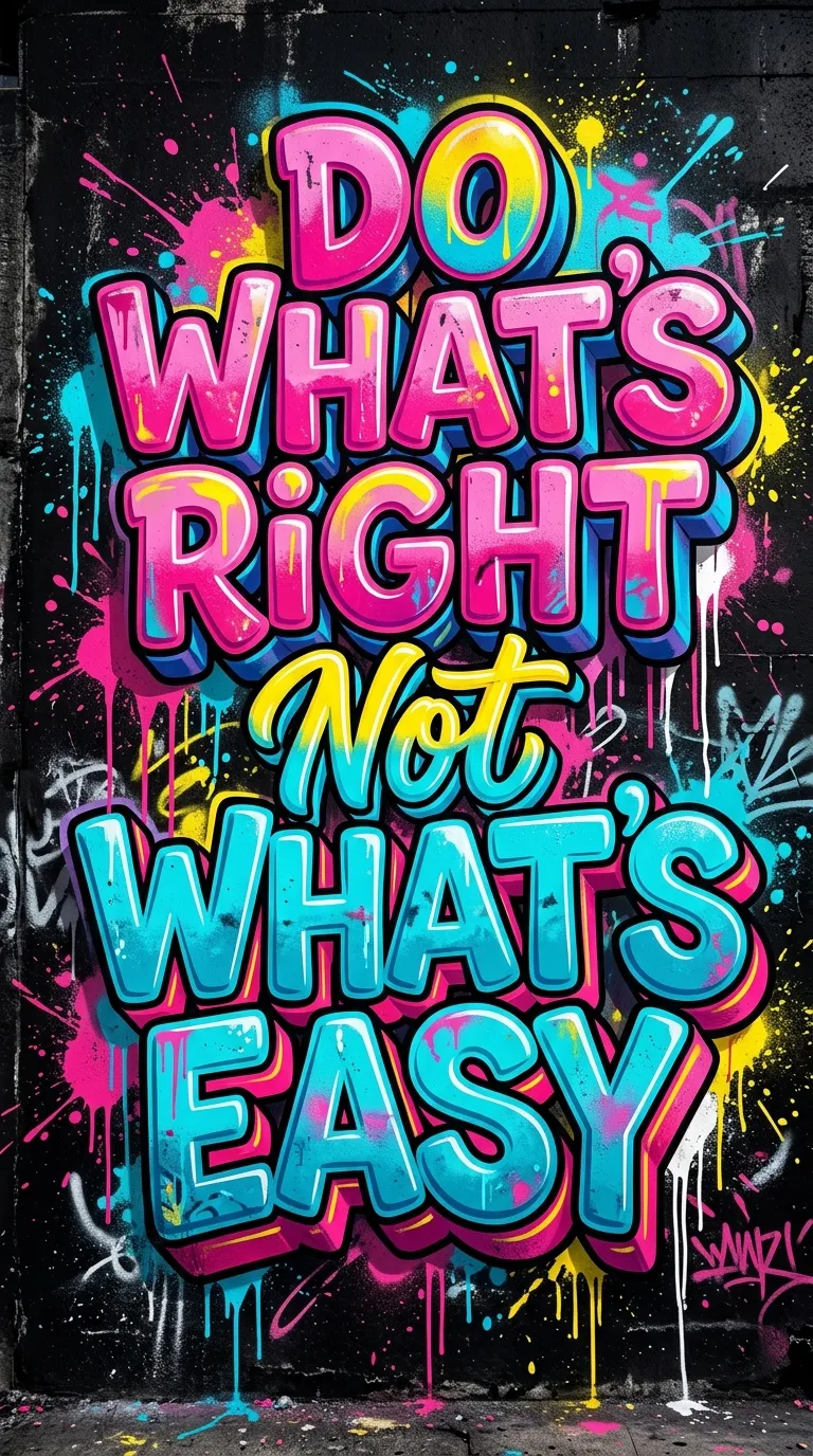 Motivational Graffiti Quote: Do What Is Right Not What Is Easy - Free 4K mobile Wallpaper