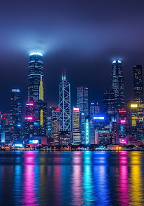 Cyberpunk City Skyline Neon Lights Rainy Night