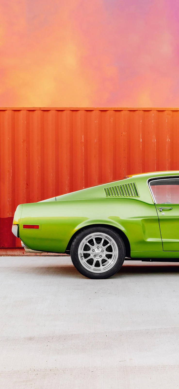 Green Ford Mustang Fastback - Automotive Photography Full HD iPhone Wallpaper (1366x2960)