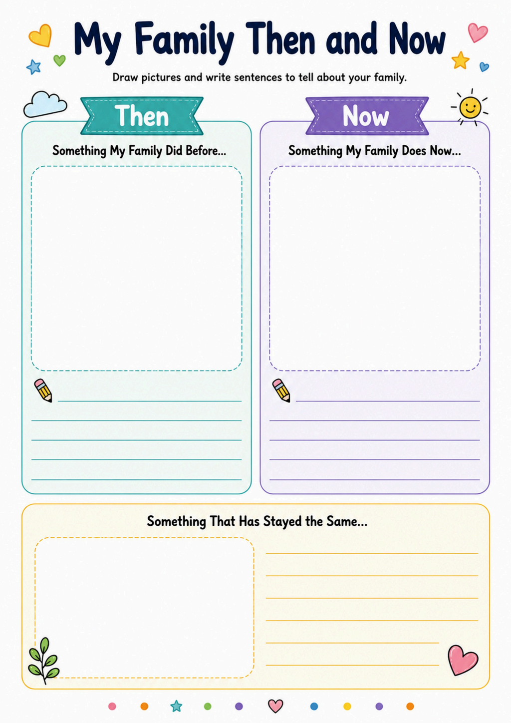 My Family Then and Now Worksheet