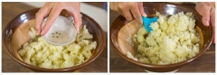 Khoai tây sau khi chín lấy ra nghiền nhuyễn rồi nêm 1/2 muỗng cà phê muối, tiêu xay rồi trộn đều lên. Sau đó cho thịt nguội, dưa leo, cà rốt, bắp hột và trứng nghiền vào tô khoai tây, thêm 6 muỗng canh sốt mayonnaise, chút muối rồi trộn thât đều là xong rồi đó.