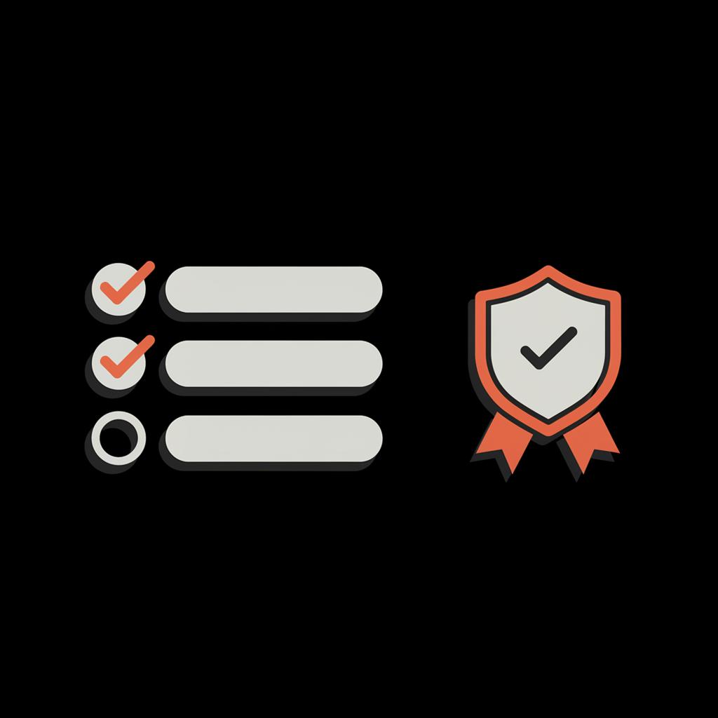 Minimal vector infographic of a checklist and verification badge concept on a black background, using Social Success Hub brand colors and mentioning WhatsApp verification free