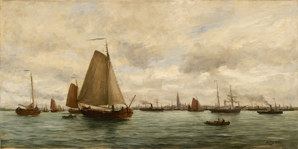 Gezicht op de rede van Antwerpen 1870