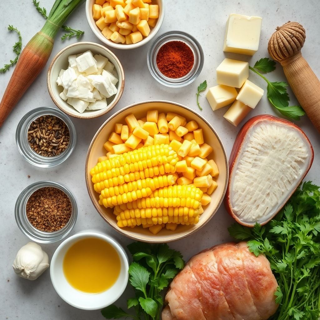 Ingredients for Creamy Honey Butter Skillet Corn Recipe for Easy Dinner – 30-Minute Family Favorite
