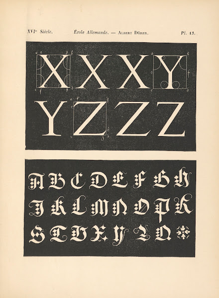 École Allemande  Albert Dürer  Triple alphabet attique avec construction géométr