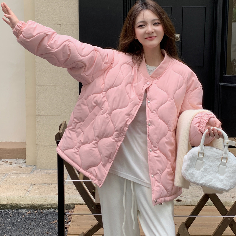 Ladies' Quilted Jacket, Loose, with Diamond Pattern