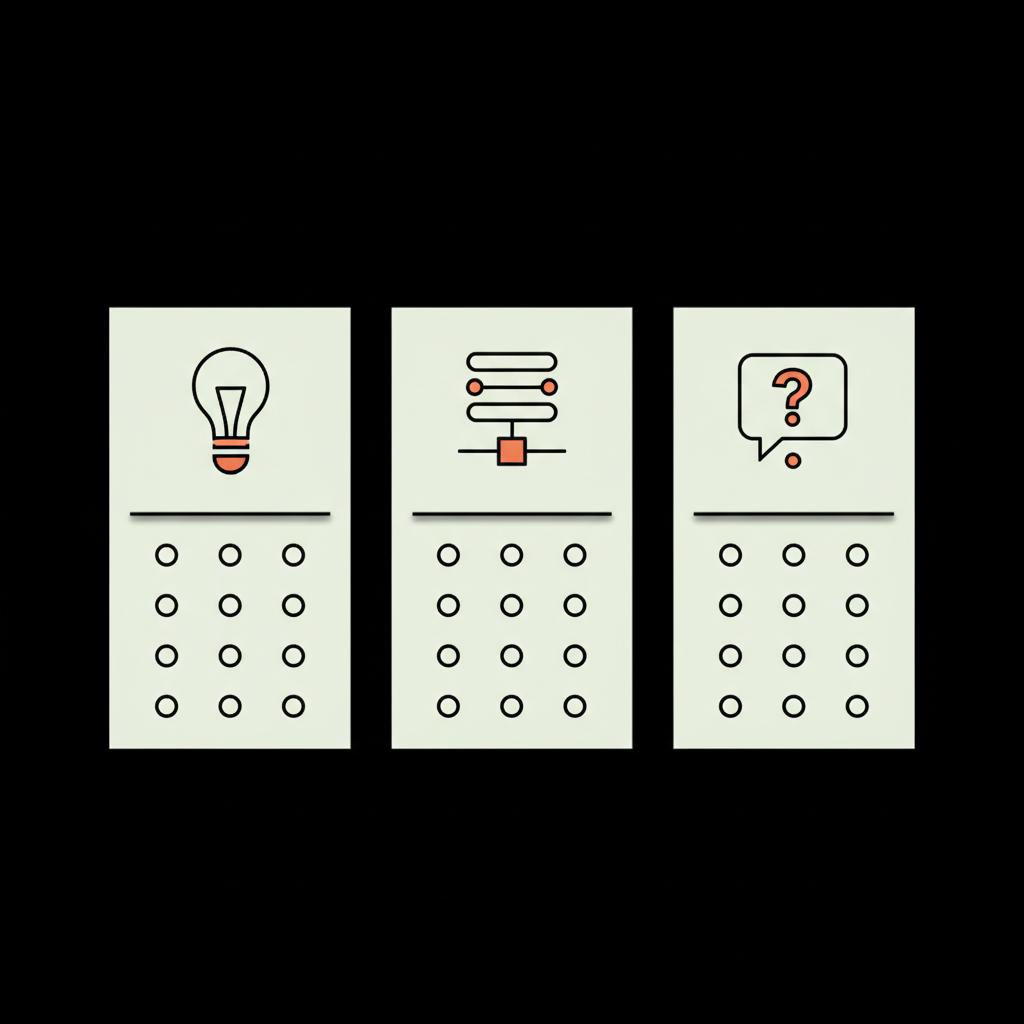 Minimal 2D vector weekly content calendar infographic (Tips, Threads, Q&A columns represented by icons) in brand colors to help grow Twitter followers