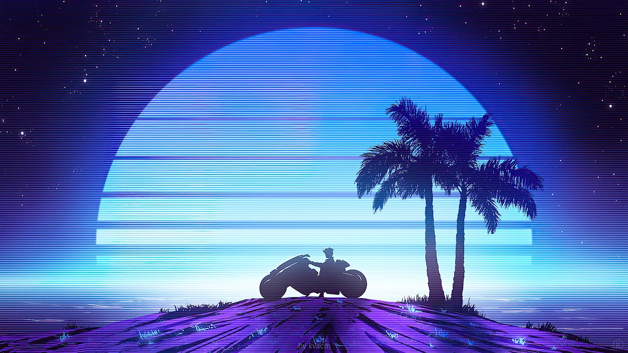 Synthwave, Neon, Retrowave, Palm Trees, Stars 4K Desktop Wallpaper