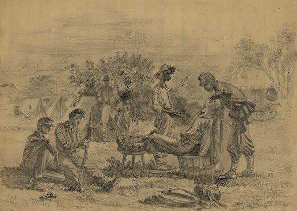 The camp barbertaking a shaveSaturdayRappahannock Station Va 1863