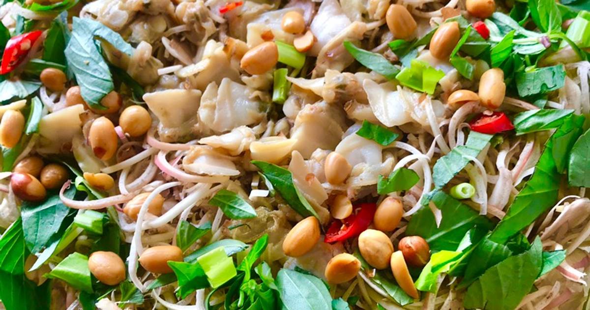 Bắp chuối trộn gỏi nghêu