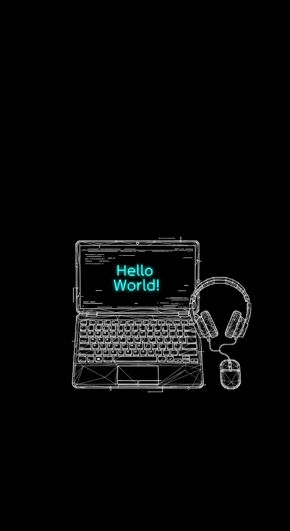 Minimal Pixel Art Laptop Screen Displaying Code on a Dark Background