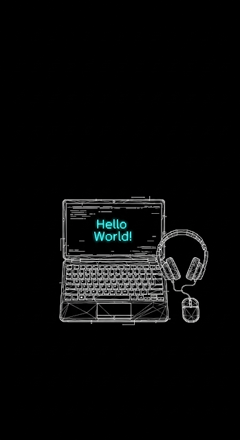 Minimal Pixel Art Laptop Screen Displaying Code on a Dark Background - Free mobile Wallpaper