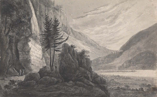 Mountainous Landscape with Inscription to Salomon Gessner Switzerland ca 1816