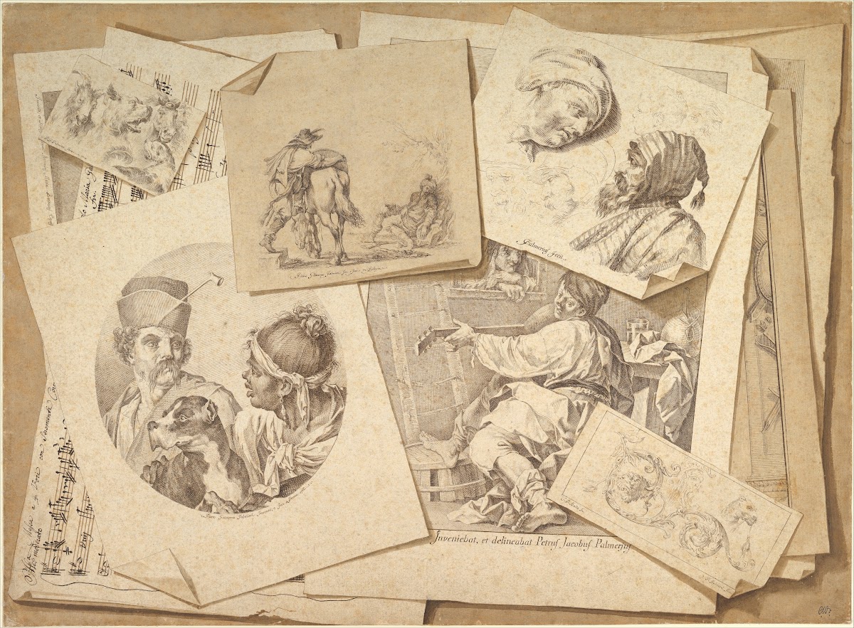 Trompe lOeil Exercise Prints on a Table Top 1766