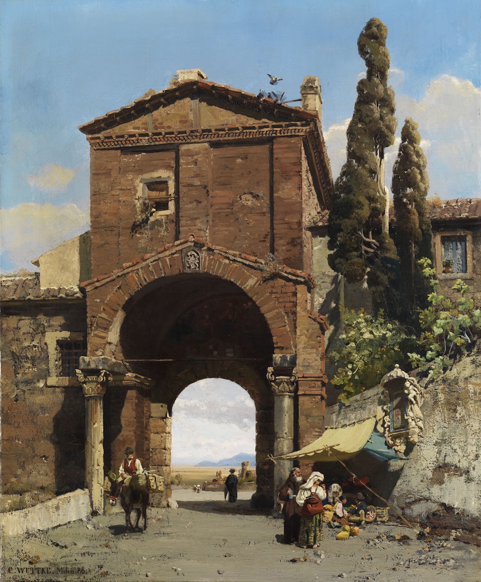 Römischer Torbogen mit Ausblick in die Campagna 1886