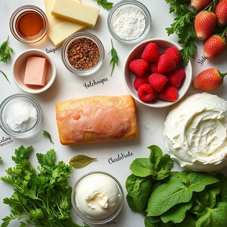 Ingredients for Raspberry Rose Cream Cheese Buns Recipe for Easy Mornings - Fluffy & Sweet Breakfast Treat