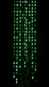 Glowing Green Digital Numbers Falling in Dark Matrix Style