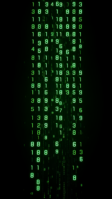 Glowing Green Digital Numbers Falling in Dark Matrix Style - Free mobile Wallpaper