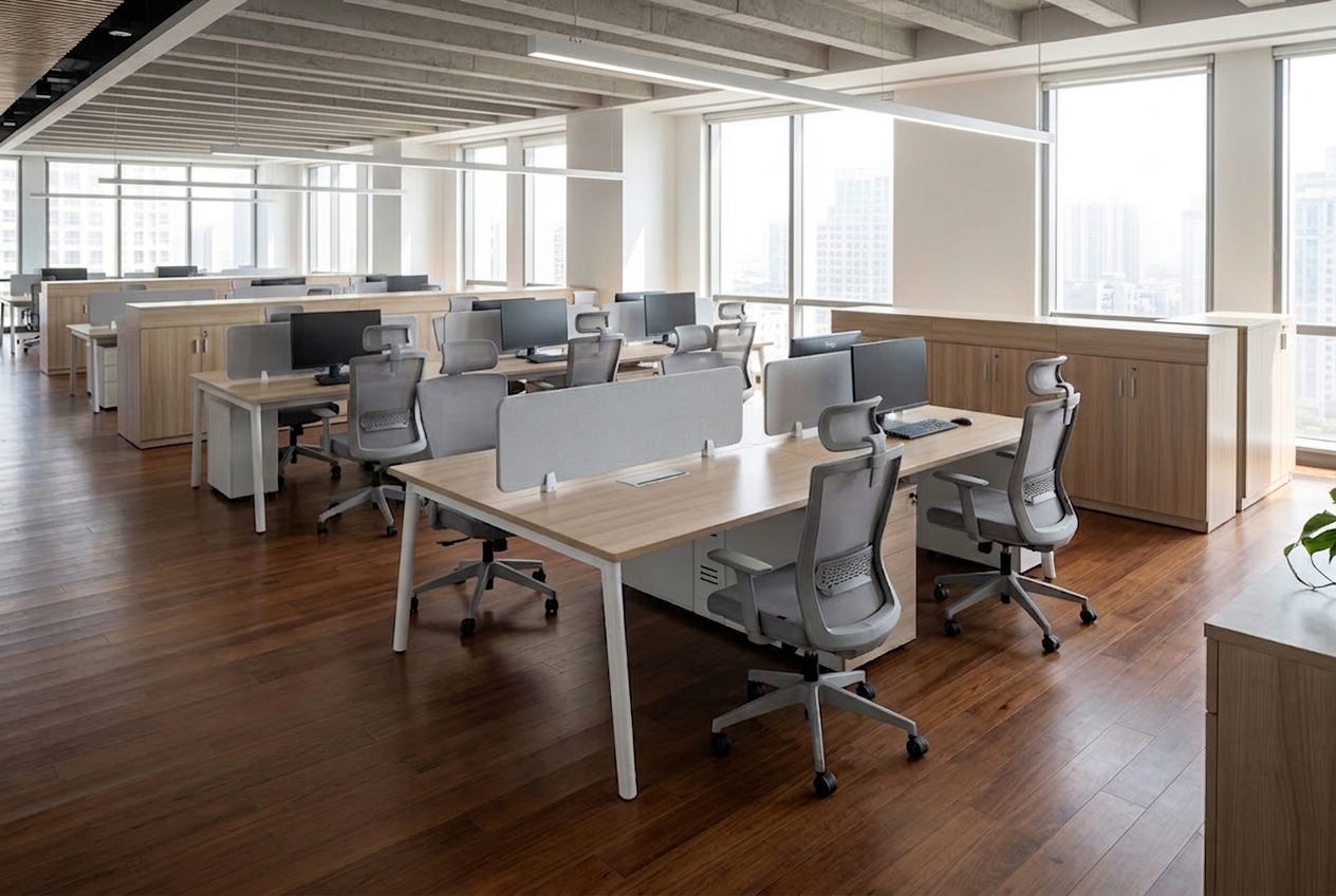 Hasil proyek instalasi meja workstation modular kantor COCOUP Jakarta