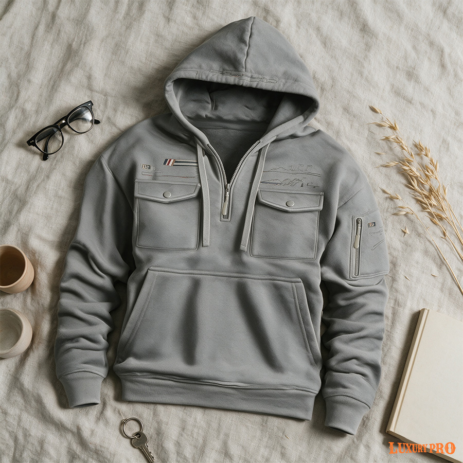 2D Half-Zip Multi-Pocket Sweatshirt