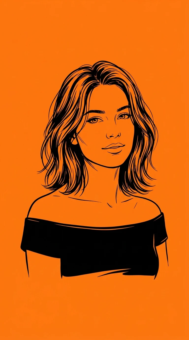 Orange and Black Ink Portrait of a Woman - Free 4K mobile Wallpaper